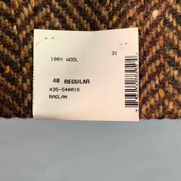 AIME LEON DORE Size M Brown Beige Herringbone Wool Hidden Buttons Raglan Coat - Picture 5 of 9